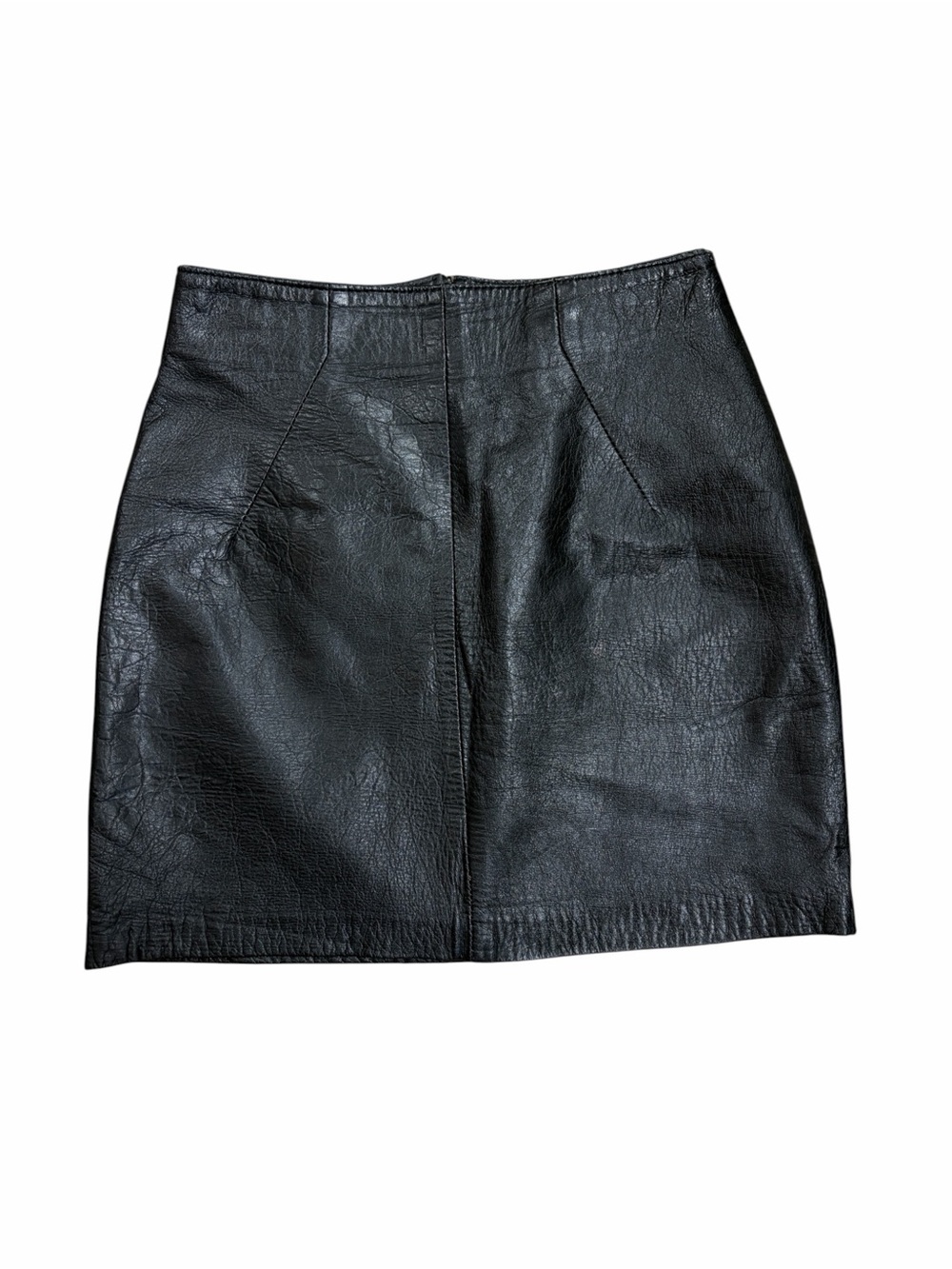 Vintage Black Leather Mini Skirt - Small